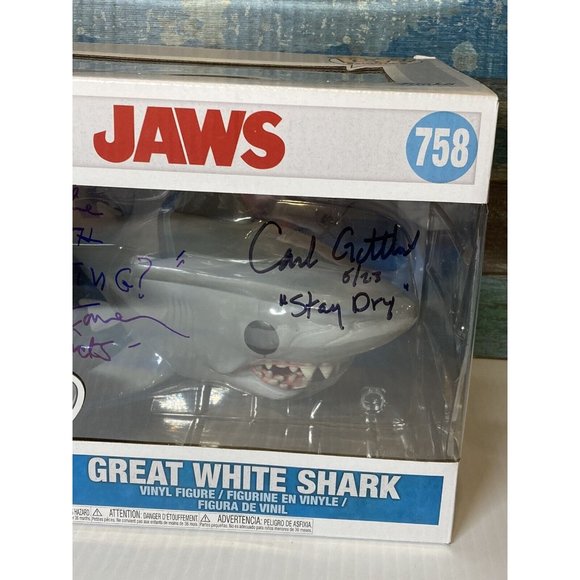 Jaws Great White Shark Funko Pop 759 Signed  Auto Carl Gottlieb / Jeffrey Kramer - Picture 3 of 12